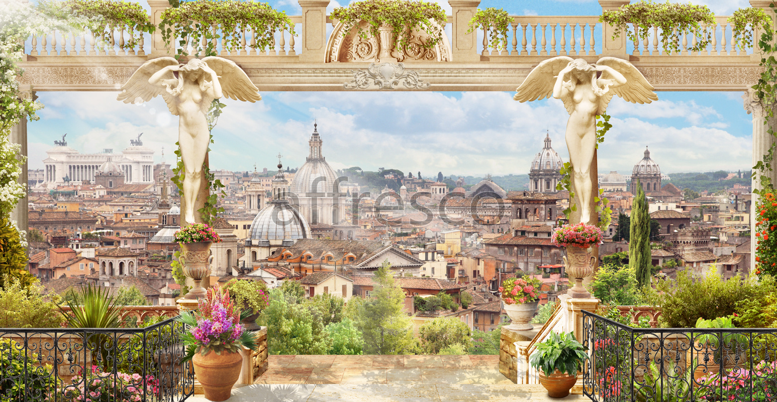 6565 | The best landscapes | Rome view from a terrace | Affresco Factory