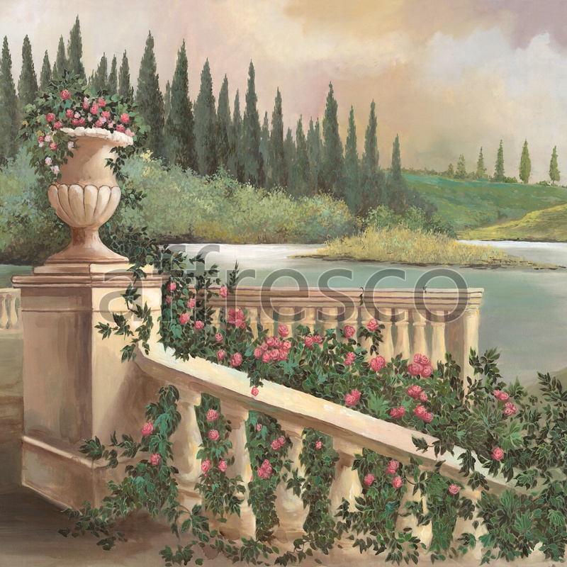 6124 | Picturesque scenery | Cypress view from a balcony | Affresco Factory