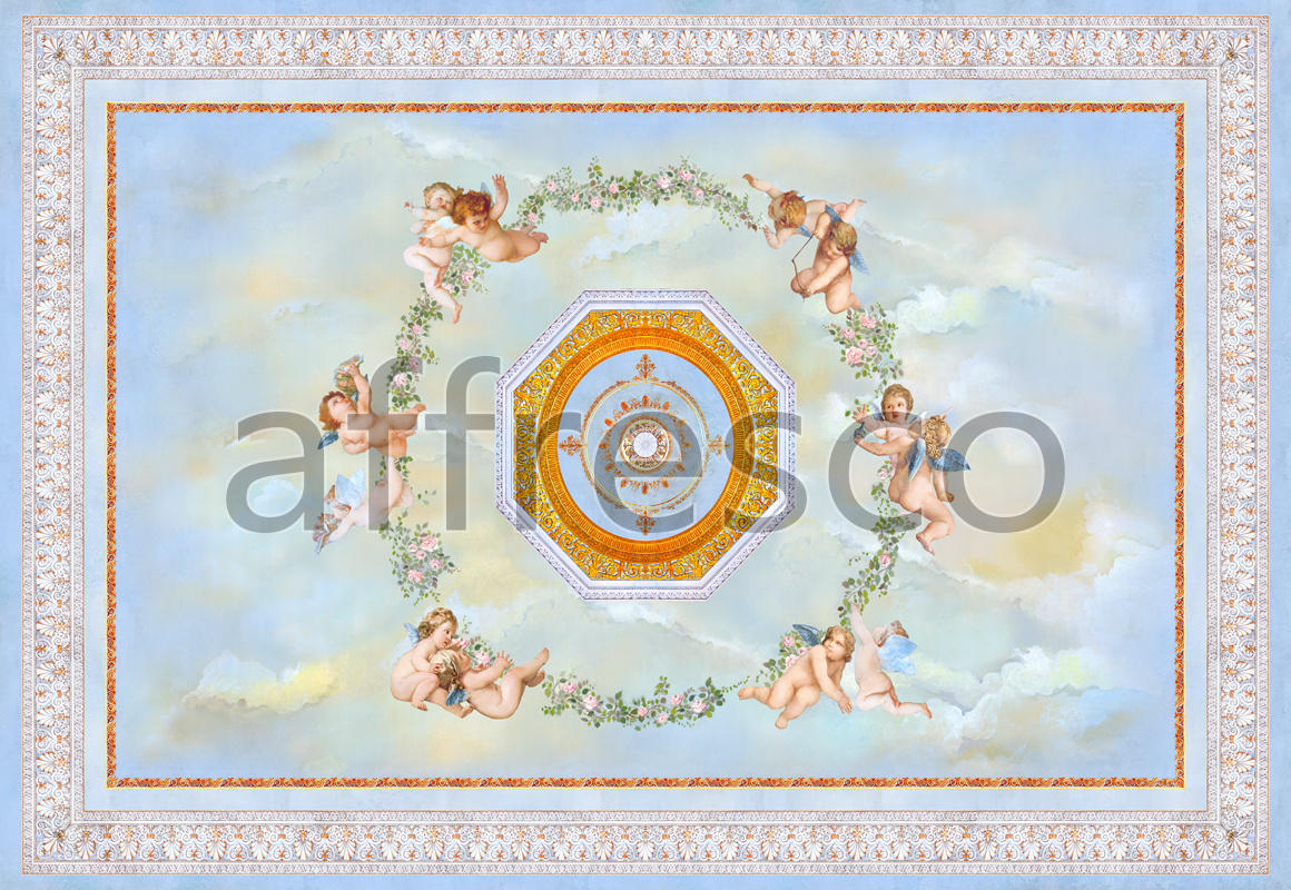 9046 |  Ceilings  | Floral circle with angels | Affresco Factory