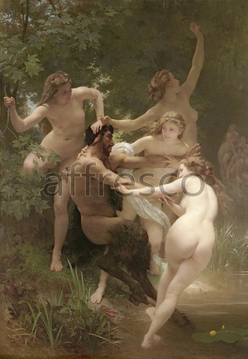 Classical antiquity themes | William Adolphe Bouguereau Nymphs and Satyr | Affresco Factory