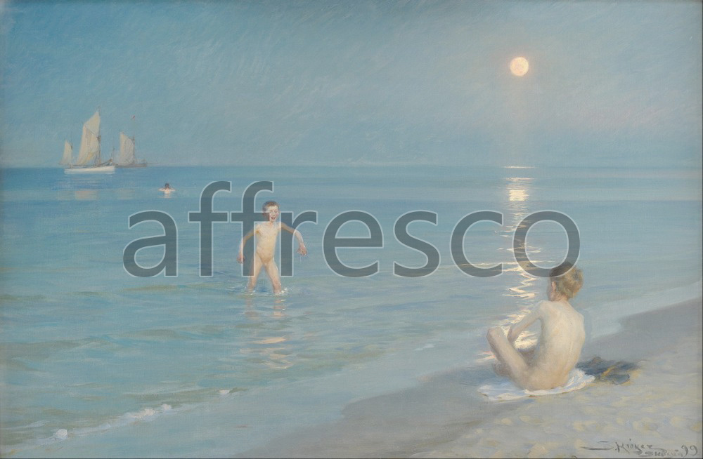 Scenic themes | P.S. Kroyer Boys Bathing at Skagen Summer Evening | Affresco Factory