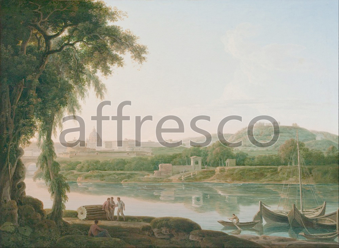 Classic landscapes | Jacob More A distant view of Rome across the Tiber | Affresco Factory