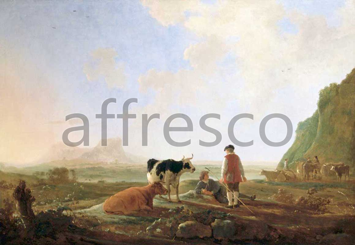 Classic landscapes | Cuyp Aelbert Herdsmen with Cows | Affresco Factory