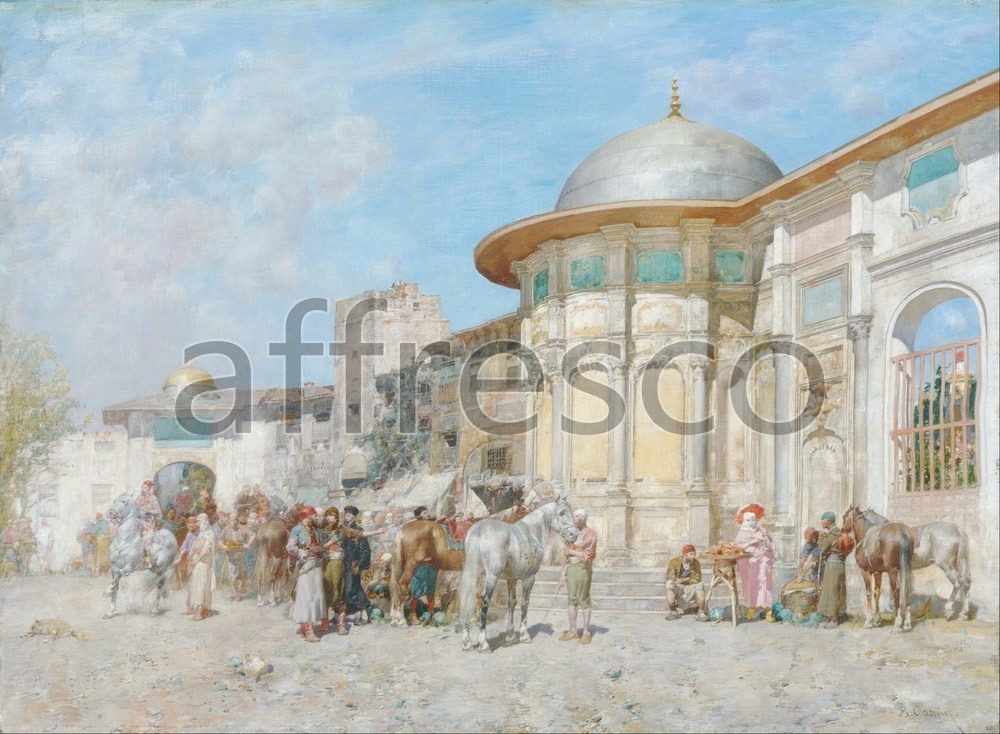 Scenic themes | Alberto Pasini Horse market Syria | Affresco Factory