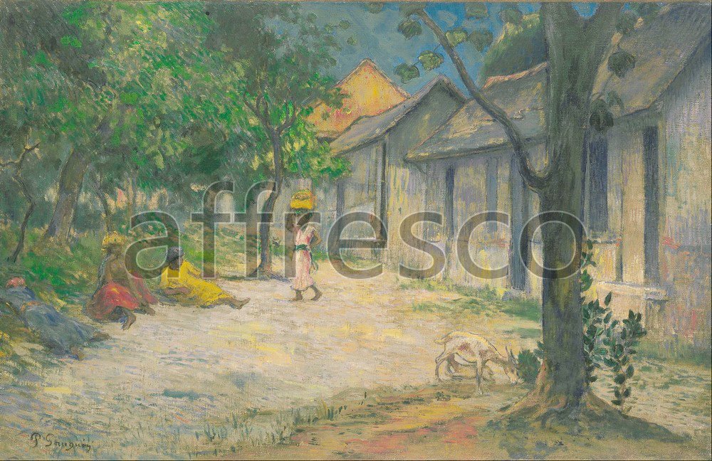 Impressionists & Post-Impressionists | Paul Gauguin Village in Martinique Femmes et Chevre dans le village | Affresco Factory