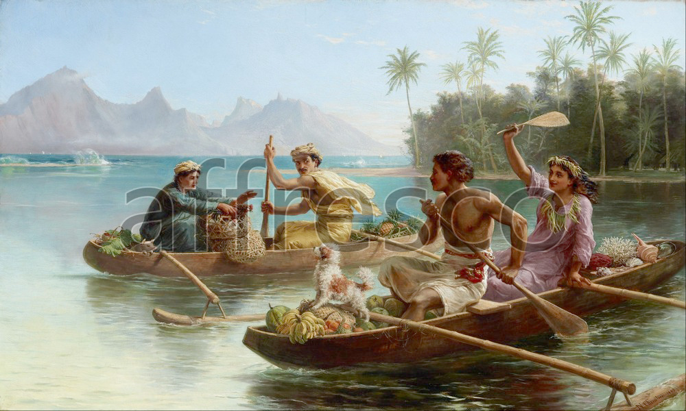 Scenic themes | Nicholas Chevalier Race to the market Tahiti | Affresco Factory