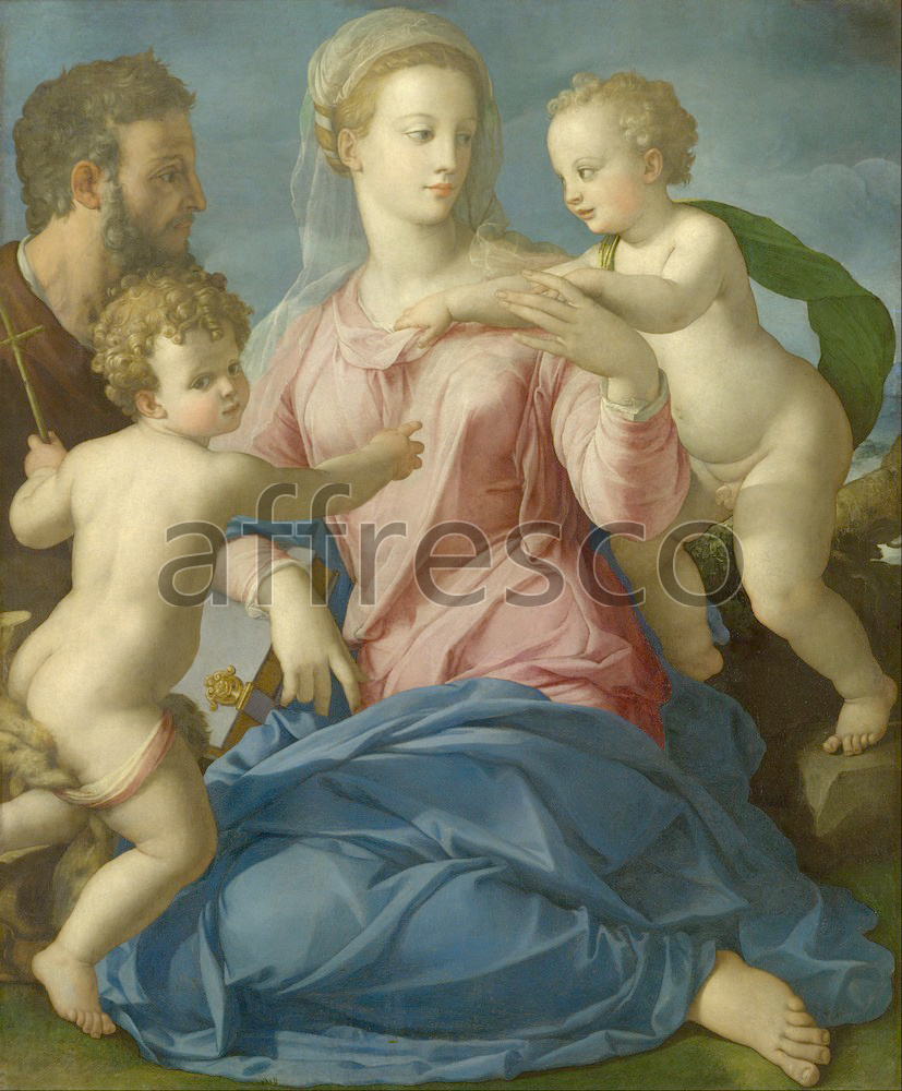 Biblical themes | Agnolo Bronzino The Holy Family with the Infant Saint John the Baptist | Affresco Factory