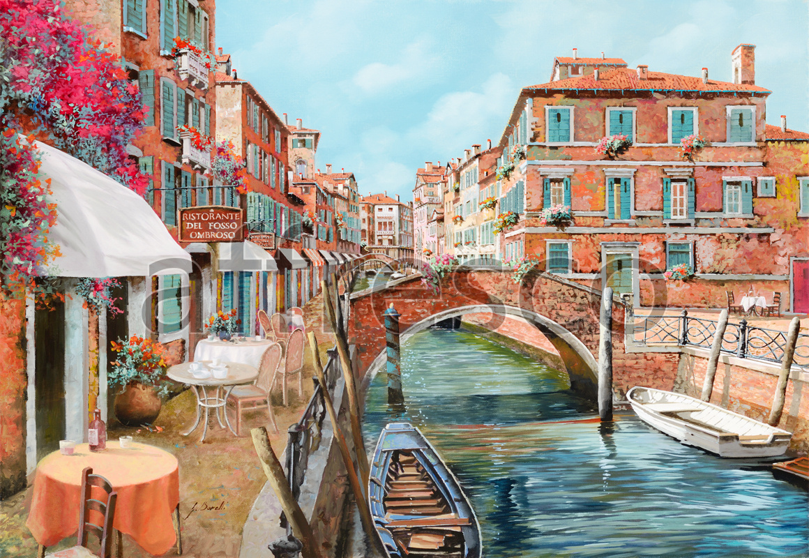 6748 | Picturesque scenery | Venetian café at the quay | Affresco Factory