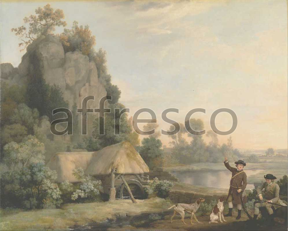 Classic landscapes | George Stubbs Two Gentlemen Going a Shooting with a View of Creswell Crags Taken on the Spot | Affresco Factory