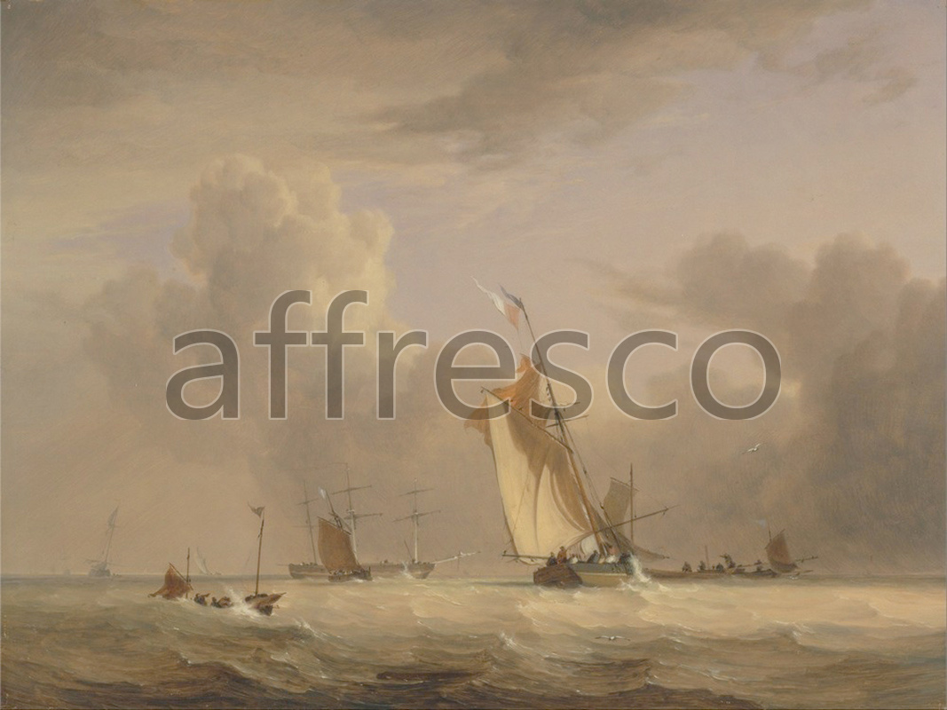 Marine art | Joseph Stannard Fishing Smack and Other Vessels in a Strong Breeze | Affresco Factory