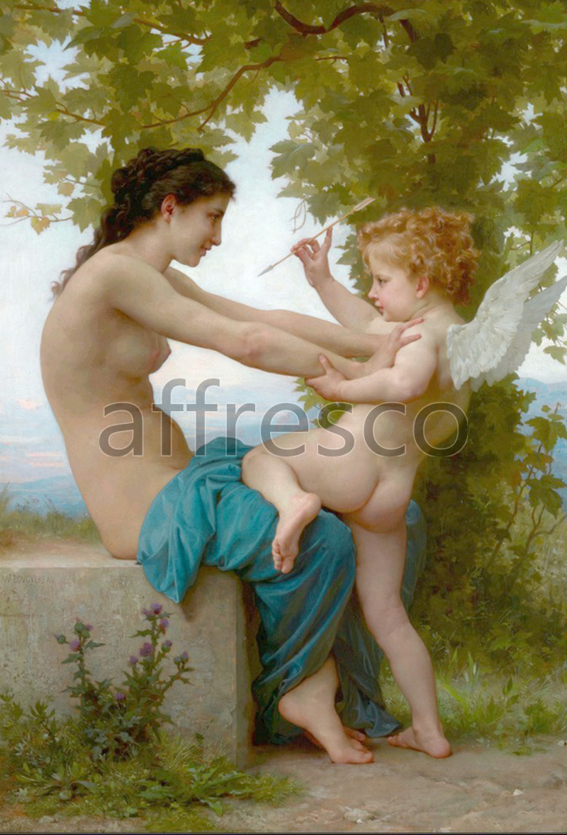Classical antiquity themes | William Adolphe Bouguereau A Young Girl Defending Herself Against Eros 2 | Affresco Factory