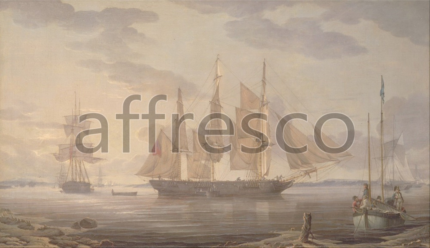 Marine art | Robert Salmon Ships in harbor | Affresco Factory