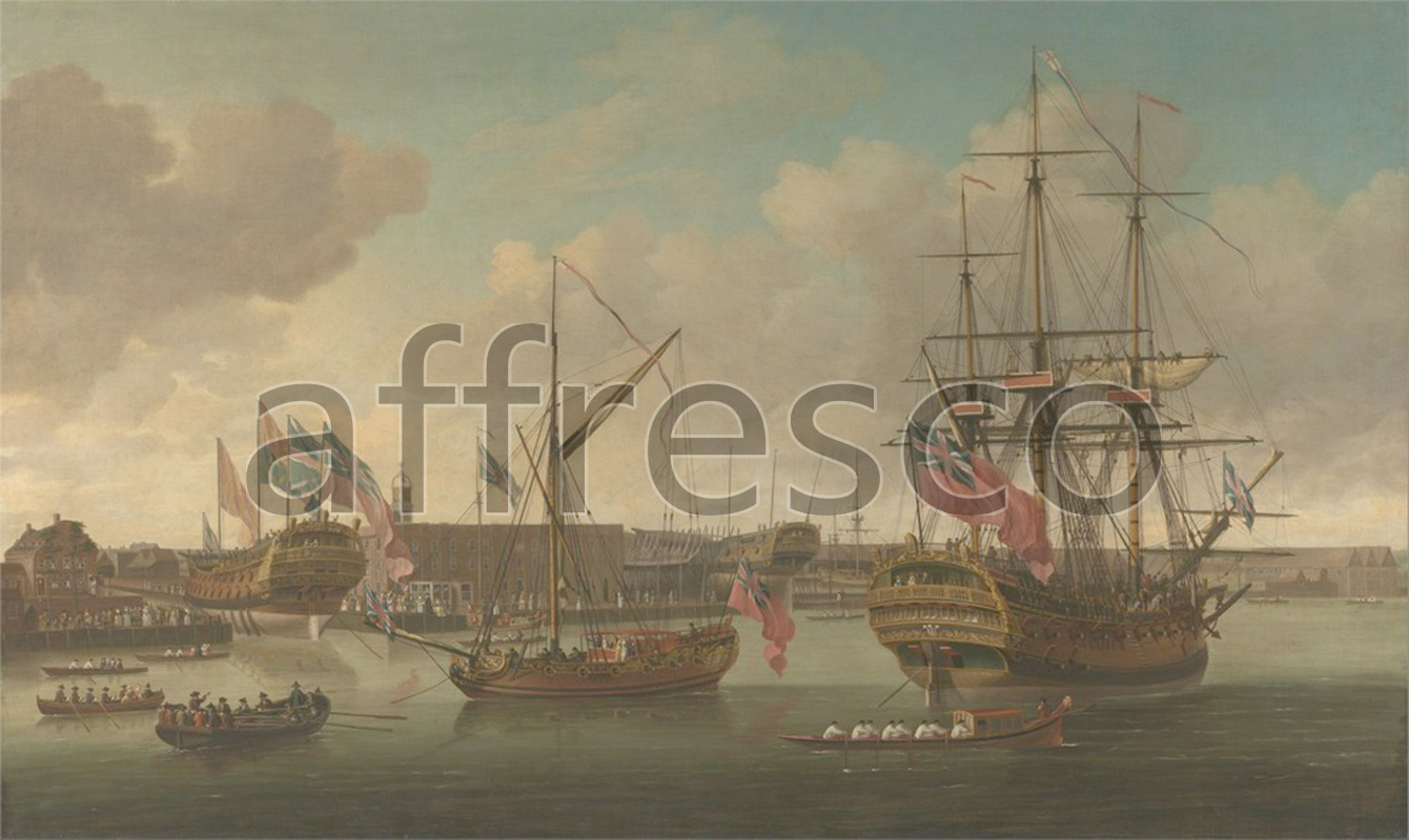 Marine art | John Cleveley the elder Launching at Deptford | Affresco Factory