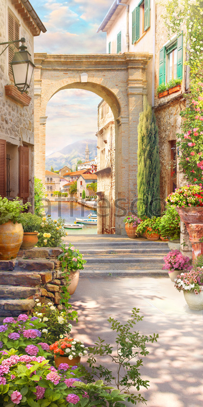 6493 | The best landscapes | Italian street with arch | Affresco Factory