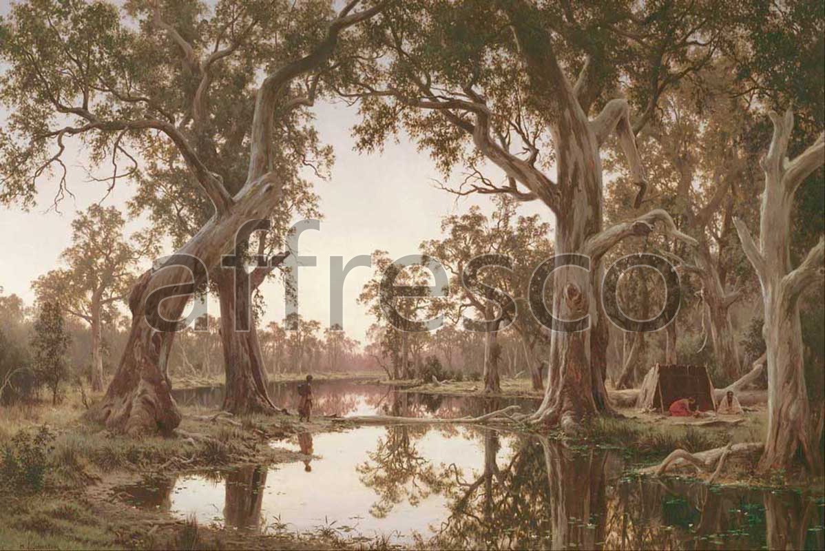 Classic landscapes | H J. Johnstone Evening shadows backwater of the Murray | Affresco Factory