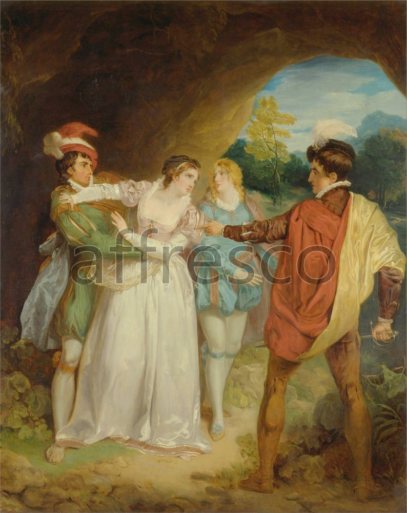 Scenic themes | Francis Wheatley Valentine rescuing Silvia from Proteus from Shakespeares The Two Gentlemen of Verona | Affresco Factory