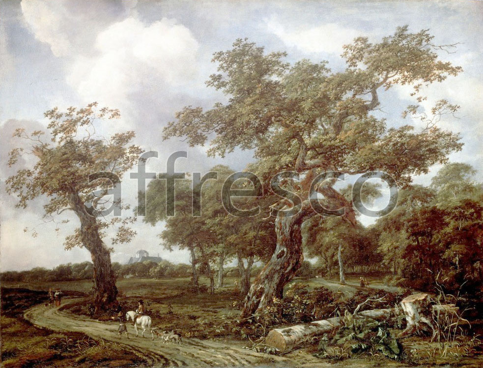 Classic landscapes | Van Kessel Jan A Wood near The Hague with a view of the Huis ten Bosch | Affresco Factory