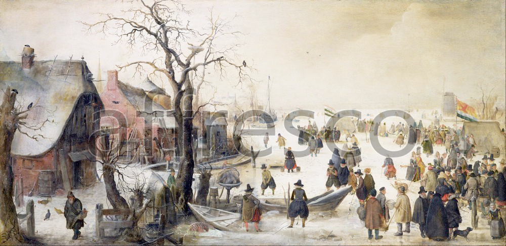 Scenic themes | Hendrick Avercamp Winter Scene on a Canal | Affresco Factory