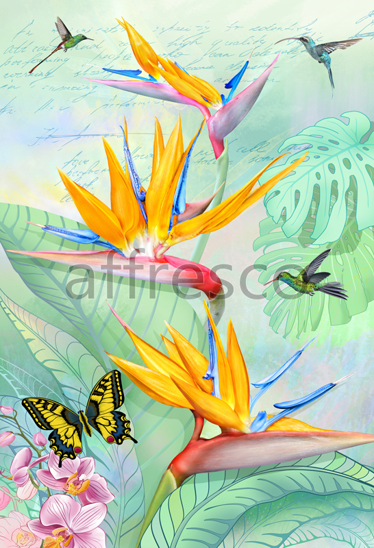 7238 | Flowers | butterflies and humming-birds | Affresco Factory