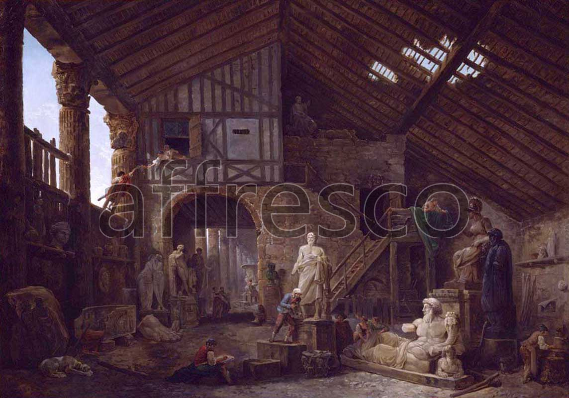 Classic landscapes | Hubert Robert Studio of an Antiquities Restorer in Rome | Affresco Factory