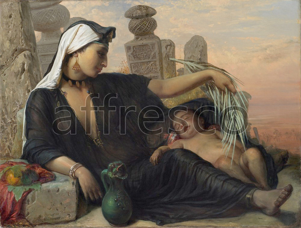 Scenic themes | Elisabeth Jerichau Baumann An Egyptian Fellah Woman with her Baby | Affresco Factory