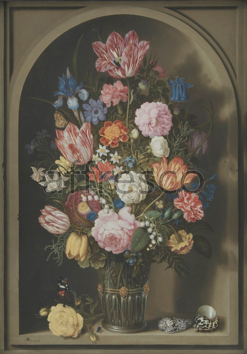Still life | Ambrosius Bosschaerts the Elder Bouquet of Flowers in a Stone Niche | Affresco Factory