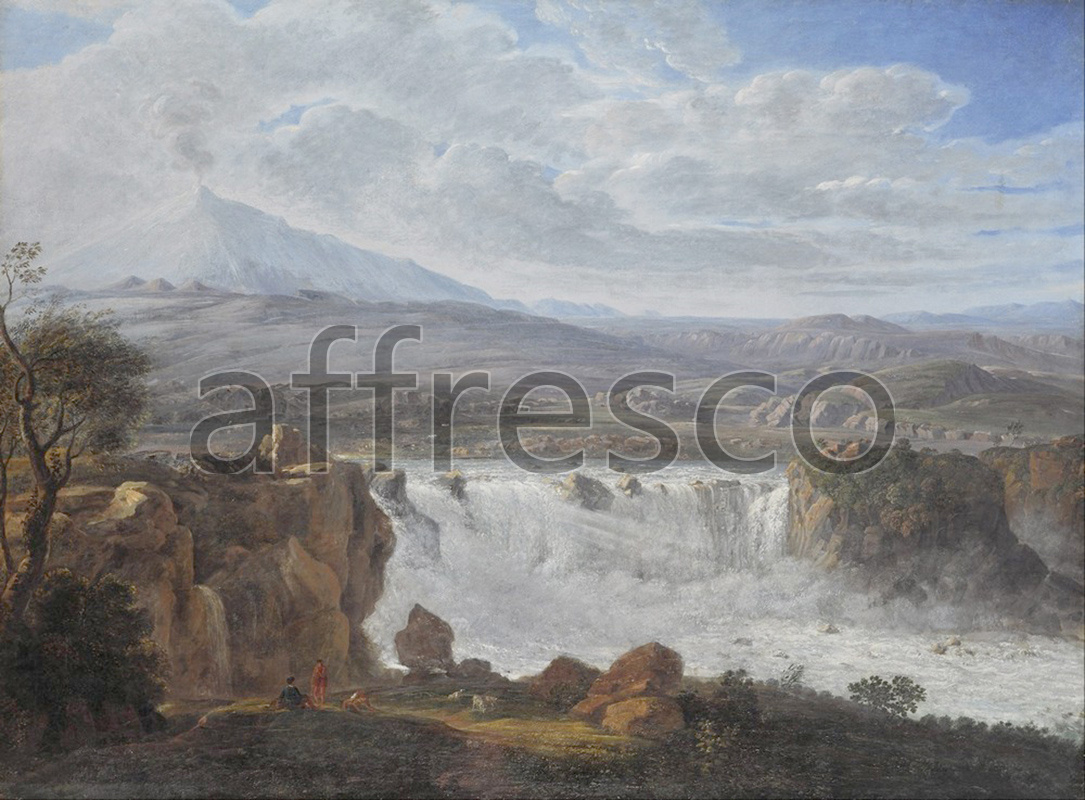 Classic landscapes | Karl Gothard Grass The Caracci Waterfall Near Aderno at the Foot of Mt. Etna | Affresco Factory
