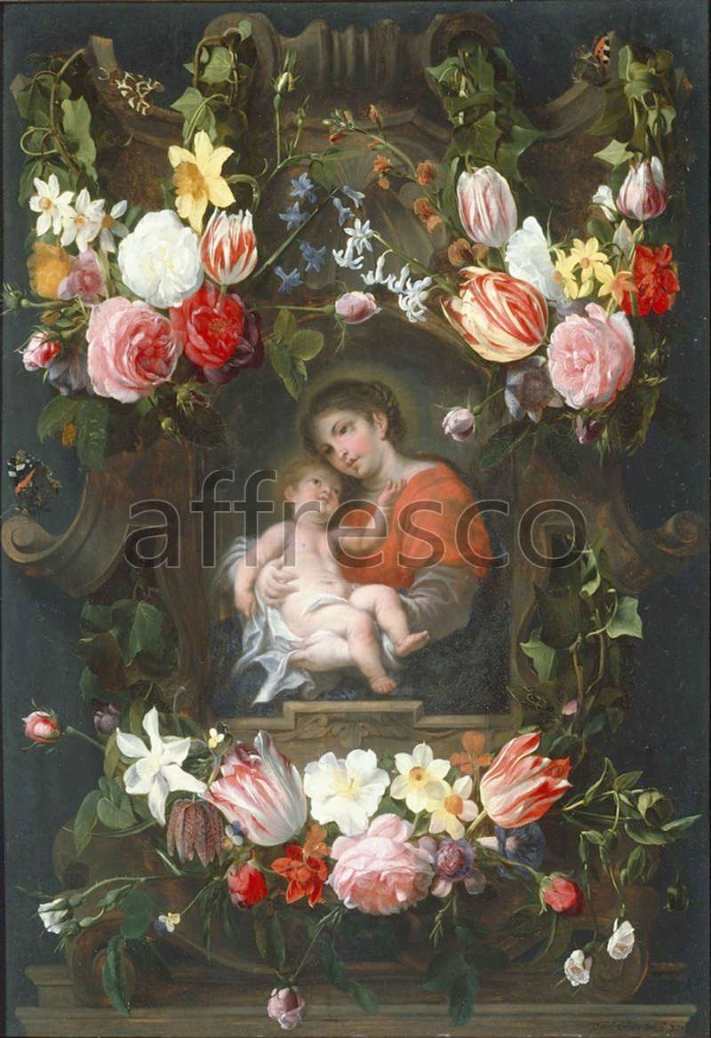 Still life | Daniel Seghers Garland of Flowers with Madonna and Child | Affresco Factory
