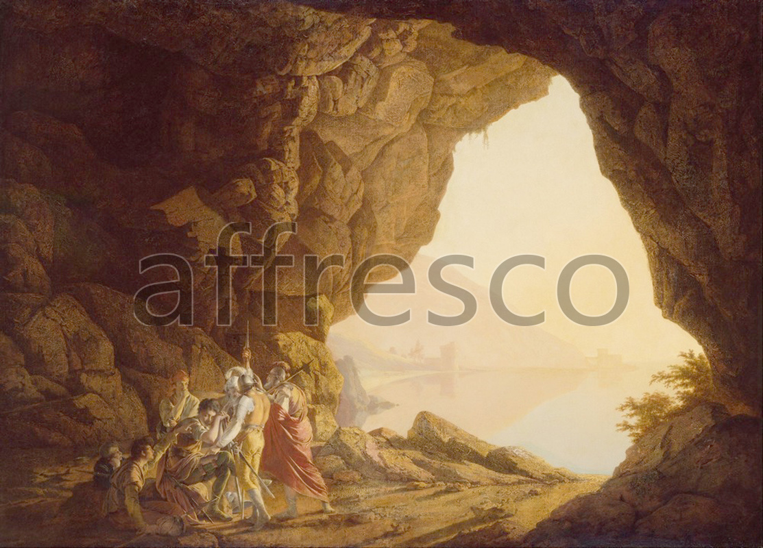 Classic landscapes | Joseph Wright of Derby Grotto by the Seaside in the Kingdom of Naples with Banditti Sunset | Affresco Factory