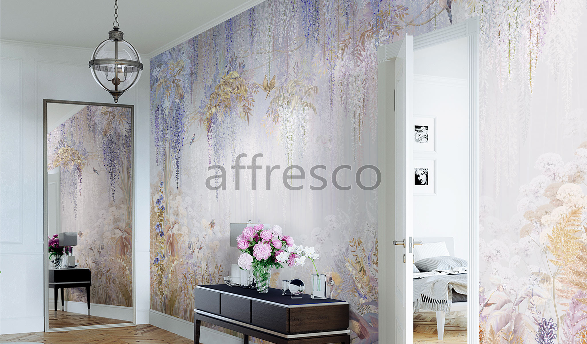 Handmade wallpaper, Wisteria