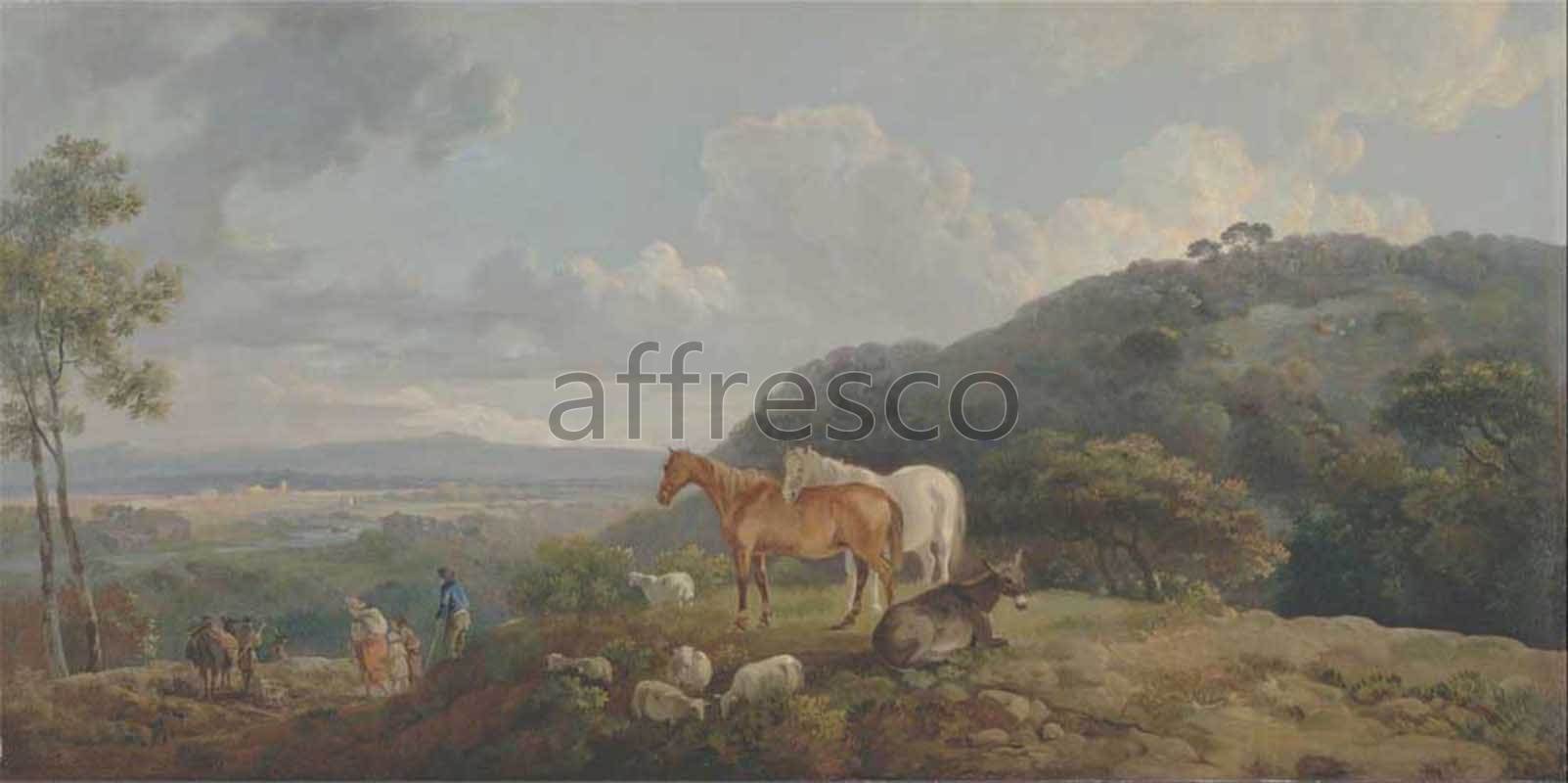 Classic landscapes | George Barret Morning Landscape with Mares and Sheep | Affresco Factory