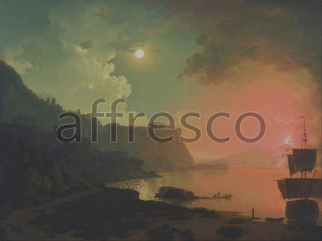 Classic landscapes | Joseph Wright of Derby Vesuvius from Posillipo | Affresco Factory