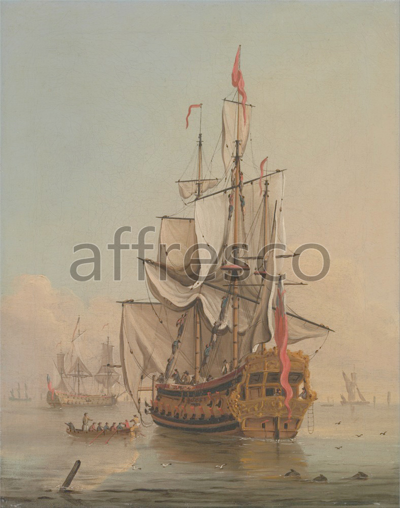 Marine art | Peter Monamy Shipping in a Calm | Affresco Factory