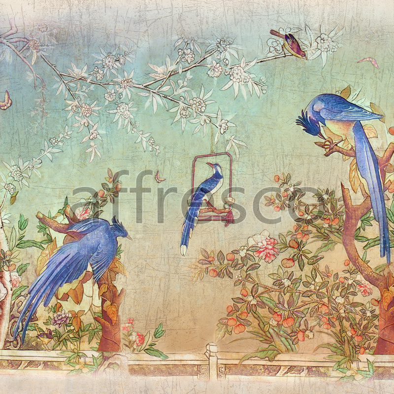 6049 | Picturesque scenery | Blue birds | Affresco Factory