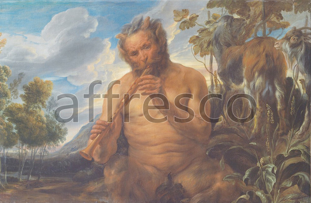 Classical antiquity themes | Jacob Jordaens Satyr Playing the Pipe | Affresco Factory
