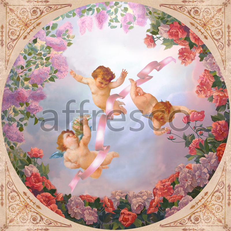 9048 |  Ceilings  | Angels with flowers in the sky | Affresco Factory