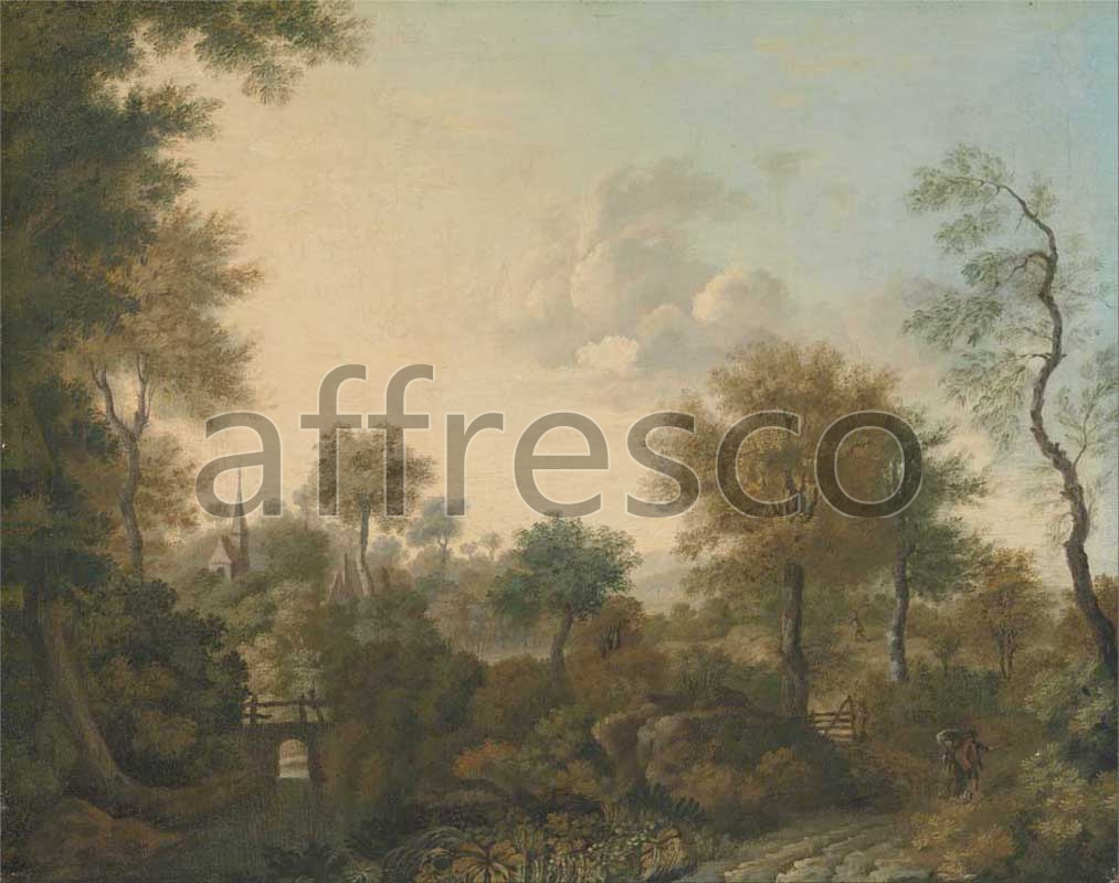 Classic landscapes | George Smith A View Supposedly Near Arundel Sussex with Figures in a Lane | Affresco Factory