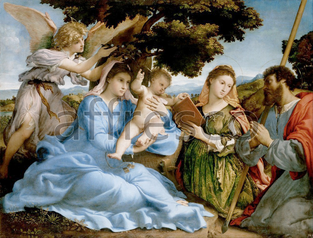 Biblical themes | Lorenzo Lotto Madonna and Child with Saints Catherine and Thomas | Affresco Factory