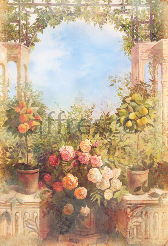 6210 | Picturesque scenery | Trees in ornamental flowerpots | Affresco Factory