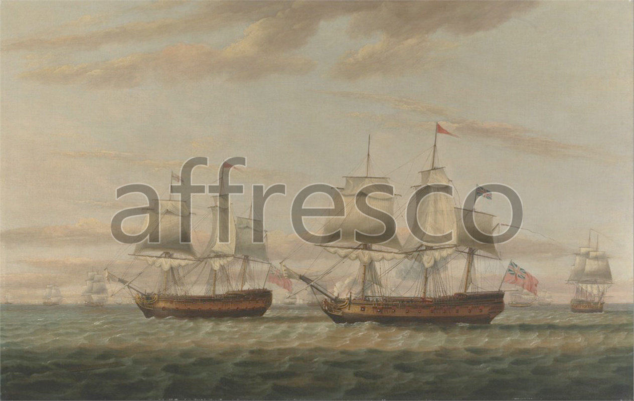 Marine art | Thomas Luny An Indiaman and a Two Decker Hove to Said to be Thomas Dumar | Affresco Factory