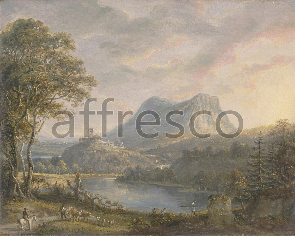 Classic landscapes | Paul Sandby Landscape with a Lake | Affresco Factory