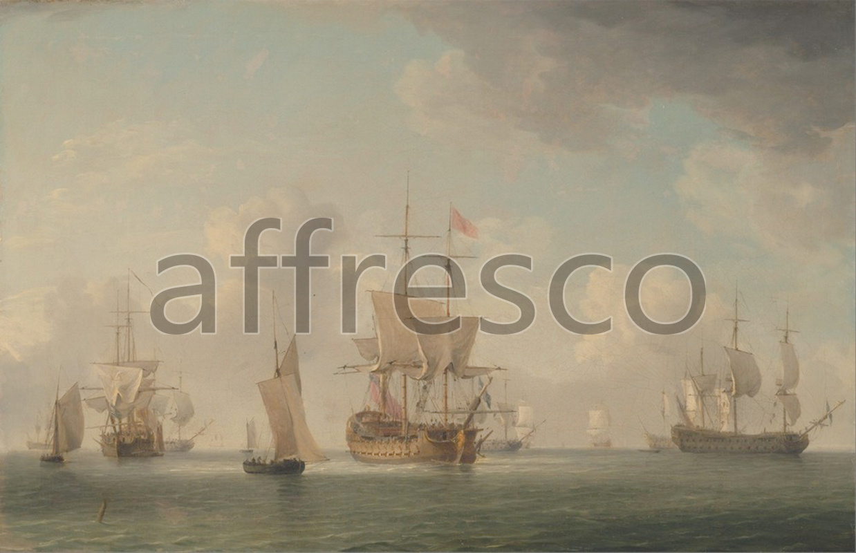 Marine art | Charles Brooking English Ships Under Sail in a Very Light Breeze | Affresco Factory