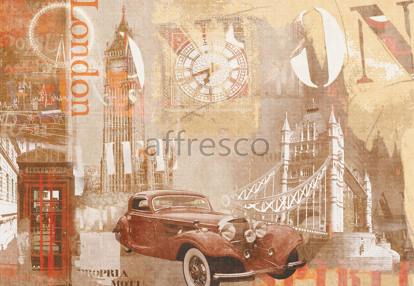 7088 | Graphics arts & Ornaments | Ретро коллаж Лондон | Affresco Factory