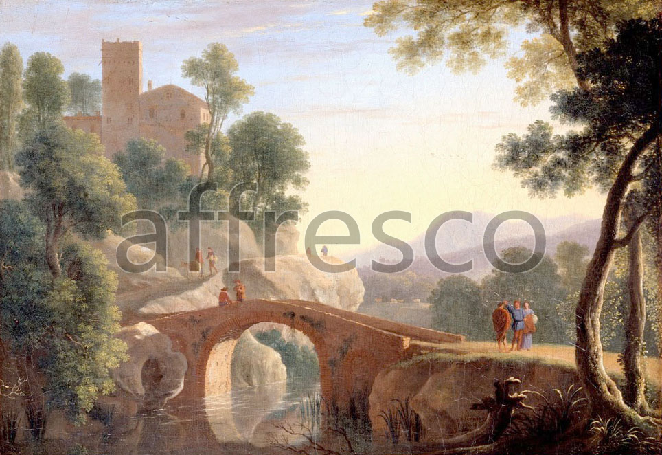 Classic landscapes | Van Swanevelt Herman Italian Landscape with Bridge | Affresco Factory