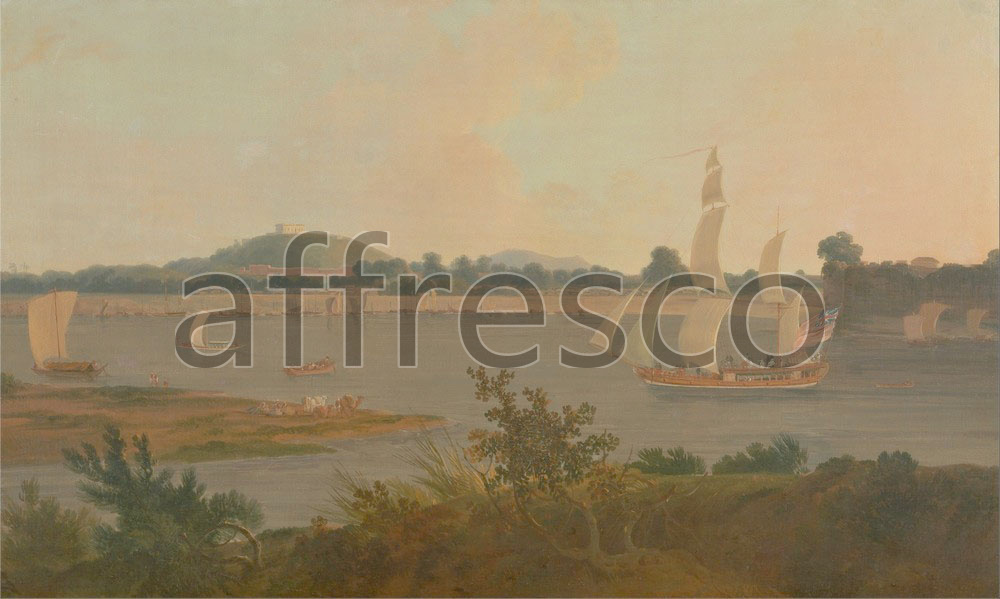 Classic landscapes | Thomas Daniell Pinnace sailing down the Ganges past Monghyr Fort | Affresco Factory