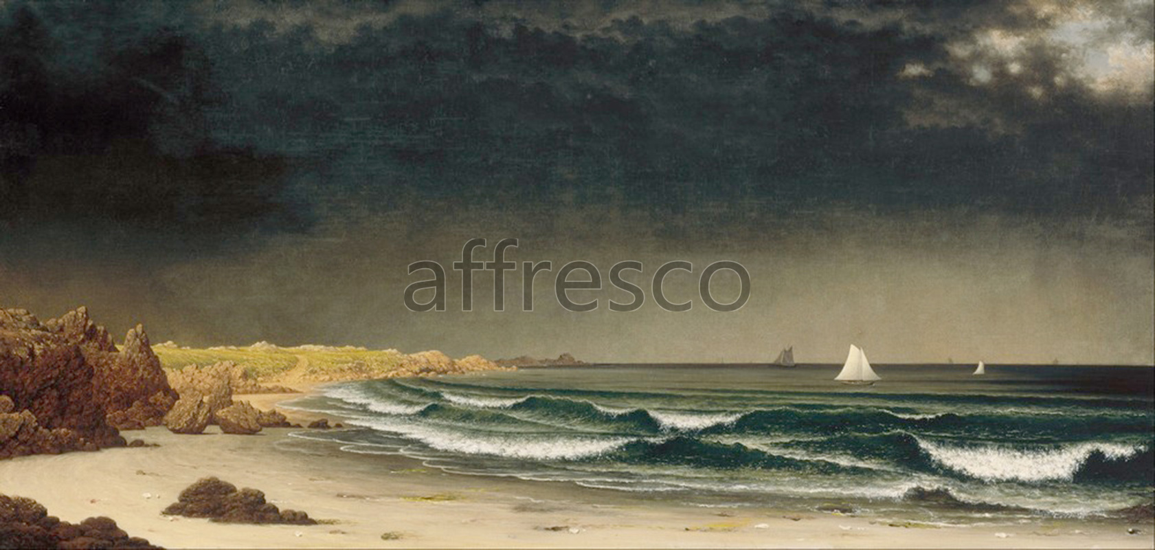 Marine art | Martin Johnson Heade Approaching Storm Beach near Newport | Affresco Factory