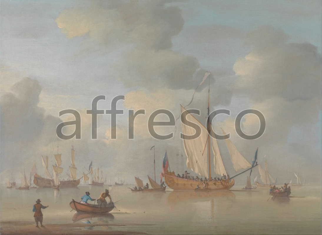 Marine art | Peter Monamy An English Royal Yacht Standing Offshore in a Calm | Affresco Factory