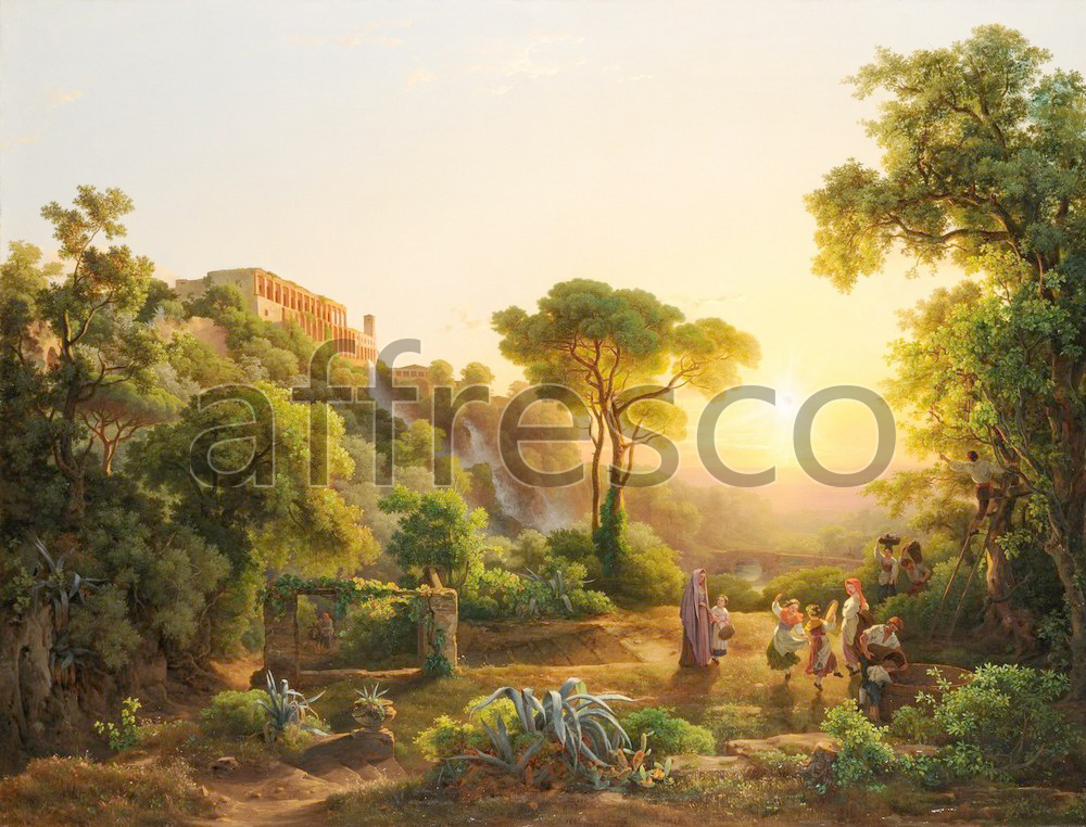Classic landscapes | Marko Karoly Landscape at Tivoli with a Scene from the Grape Harvest | Affresco Factory