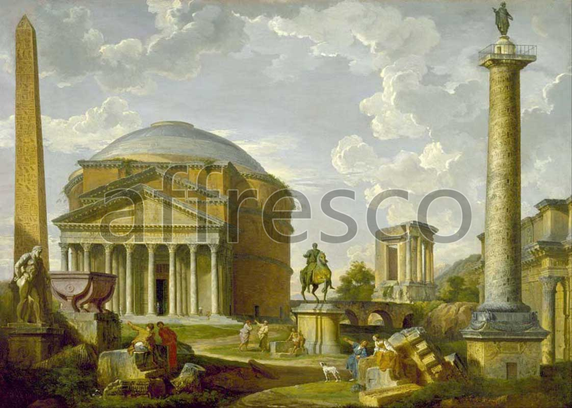 Classic landscapes | Giovanni Pauolo Panini Fantasy View with the Pantheon and other Monuments of Ancient Rome | Affresco Factory