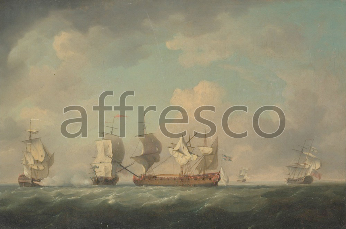 Marine art | Charles Brooking The Capture of the Marquis d Antin and the Louis Erasme | Affresco Factory